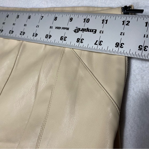 Zara Faux Leather Beige Skinny Side Zip Pants Size S #1450 - Picture 12 of 14